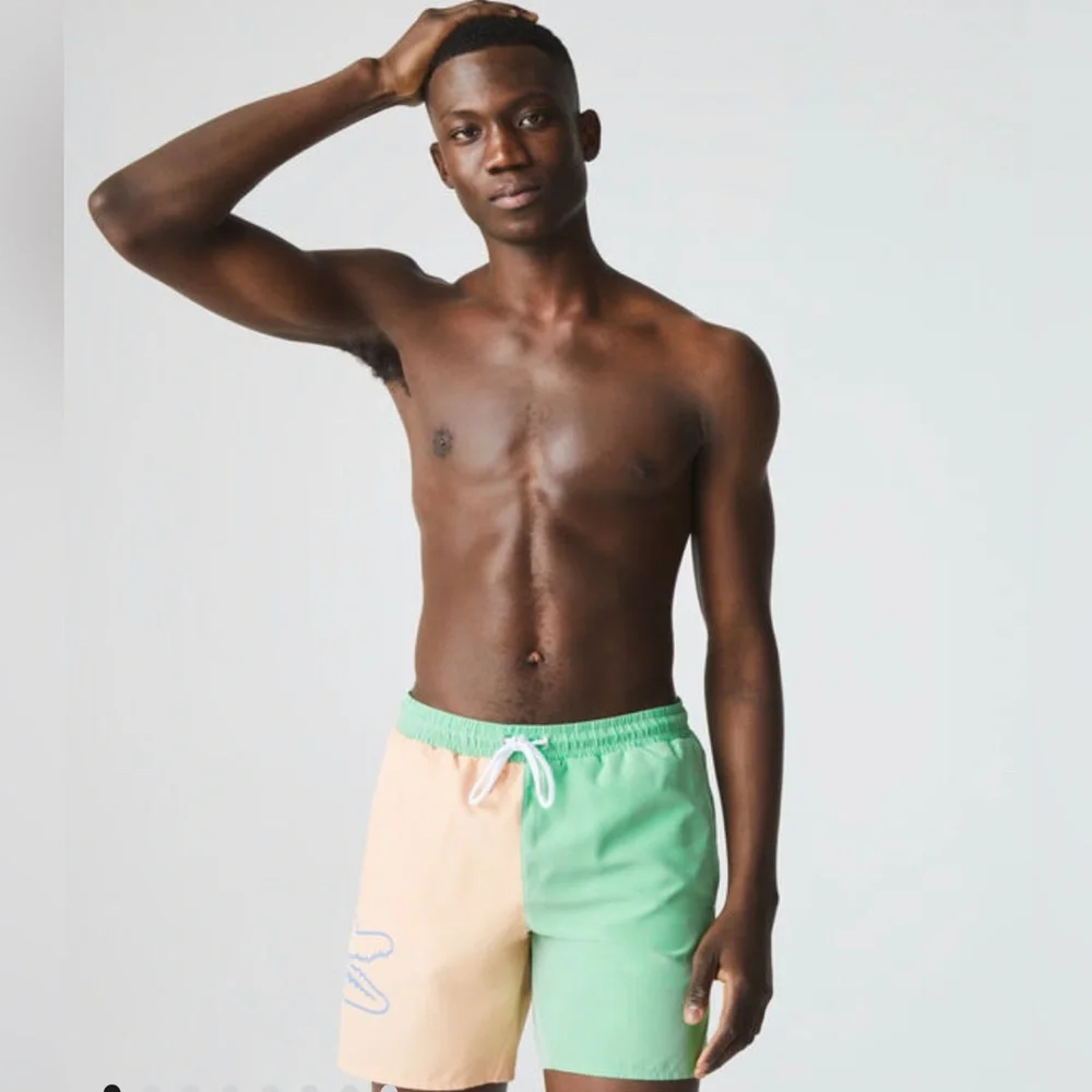 Lacoste Men’s Bicolour Crocodile Print Swimming Trunks ✔️